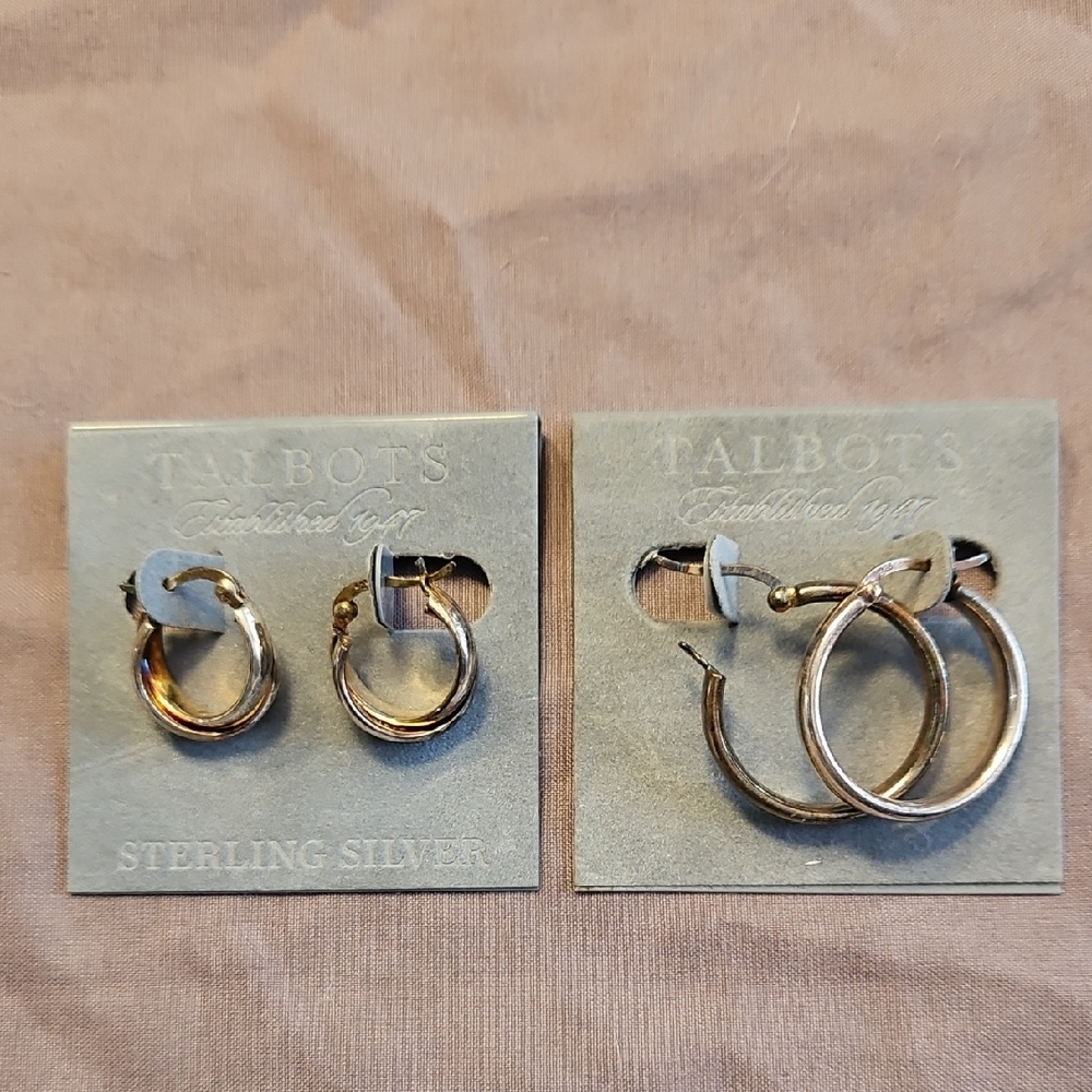 Talbots Silver Hoop Earrings Duo